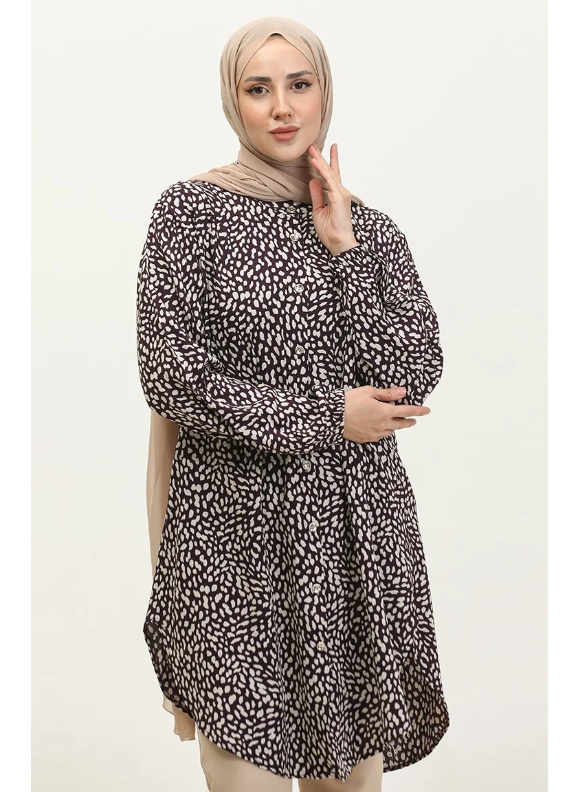 Sefa Merve Plus Size Buttoned Viscose Tunic 3017-01 Purple