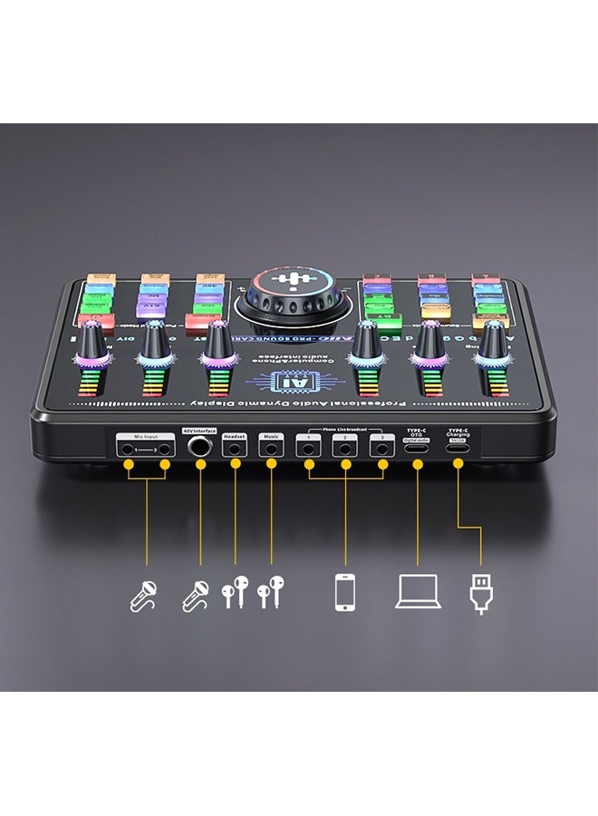 XiuWoo Built-in AI Function Sound Card Microphone Podcast Package,Streaming Audio Mixer with Microphone Stand/Suitable for Live Broadcast/Podcast/Youtube/PC/Smartphone - Image 4