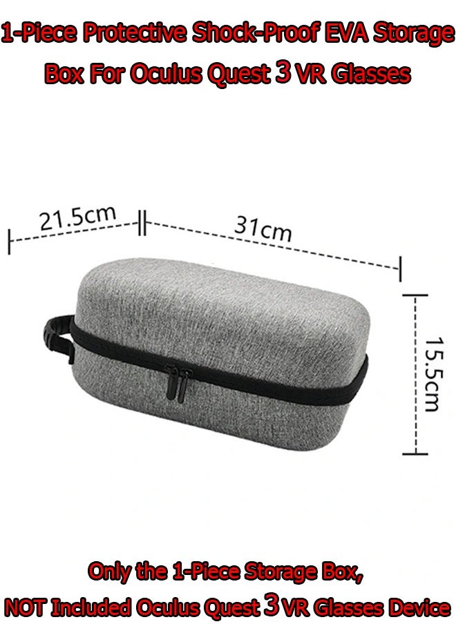 Generic 1-Piece Protective Shock-Proof EVA Storage Box For Oculus Quest 3 VR Glasses,Oculus Quest 3 VR Gaming Headset Portable Carrying Waterproof Box,Colour Grey  - Image 2