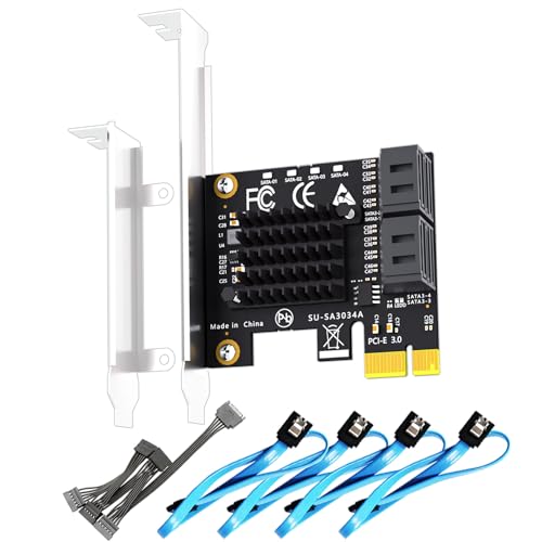GLOTRENDS SA3112-C 12-Port PCIe X1 SATA Expansion Card with SATA and Power Cables, Compatible with Windows,Linux,Mac OS,NAS - Image 1