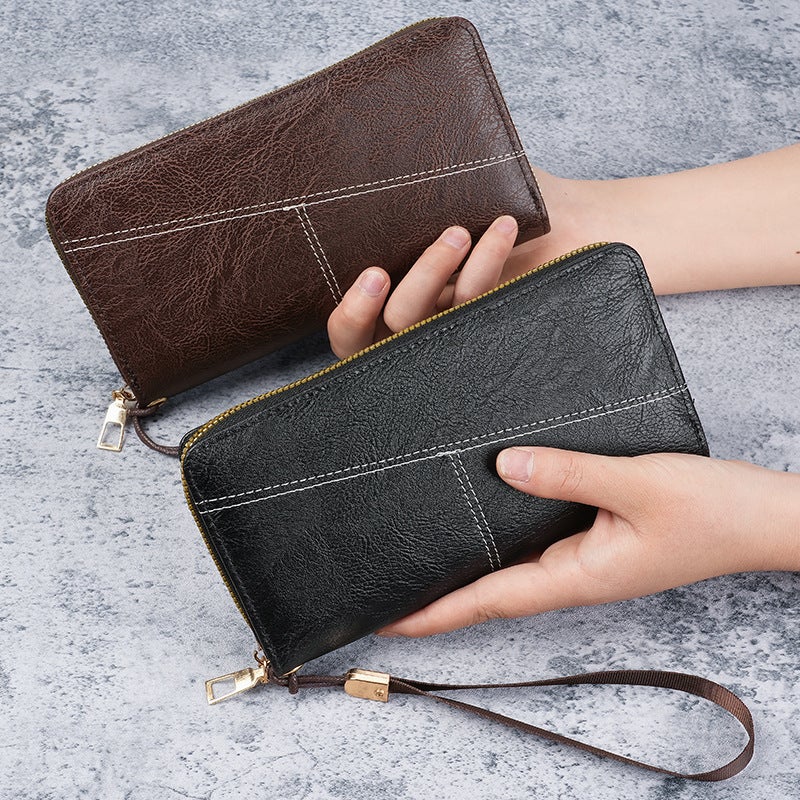 Multifunctional Solid Color PU Leather Wallet, RFID Blocking Design Portable Daily Storage Purse for Cards Cash Coin Business Use - Image 3