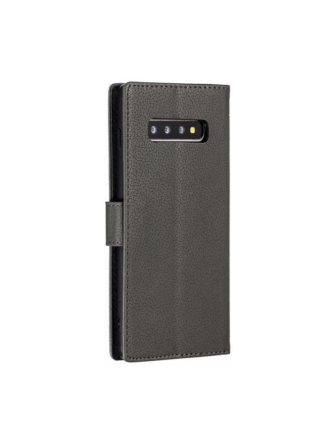 Feather Pattern Litchi Texture Horizontal Flip Leather Case with Wallet & Holder & Card Slots For Galaxy S10+