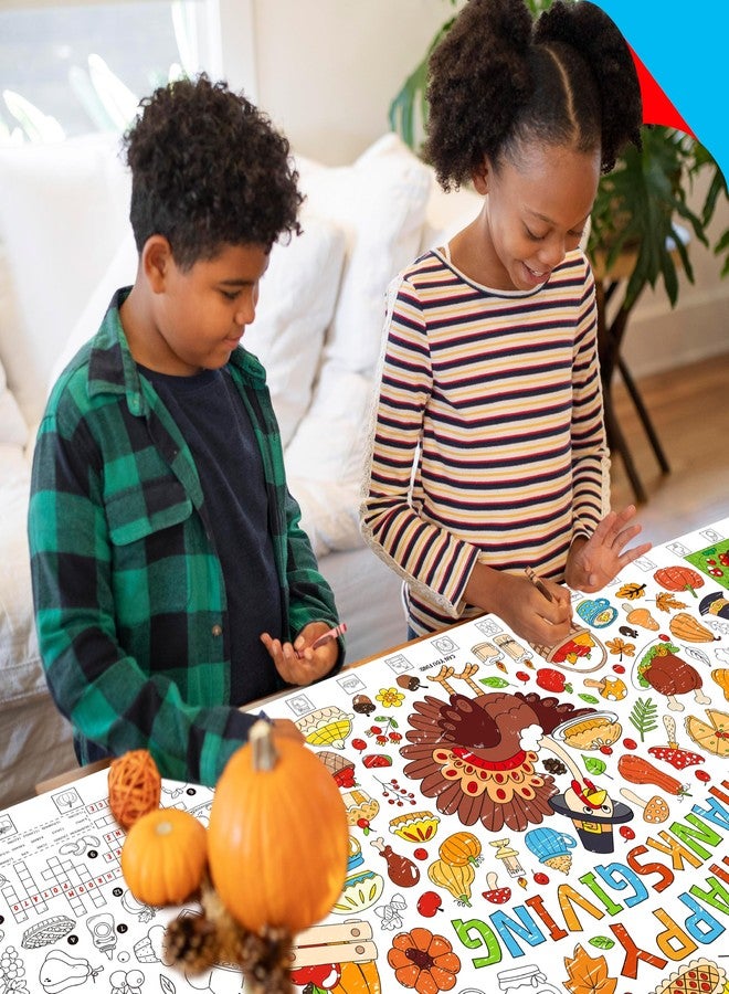 سبرايت جرو ملصق تلوين عيد الشكر من SpriteGru، ورق نشاط تلوين كبير الحجم 75 بوصة × 31 بوصة، ورق متعدد الاستخدامات، لوحة رسم DIY، لافتة/مفرش طاولة للمدرسة، حفلات الخريف، ديكور حائط - Image 5