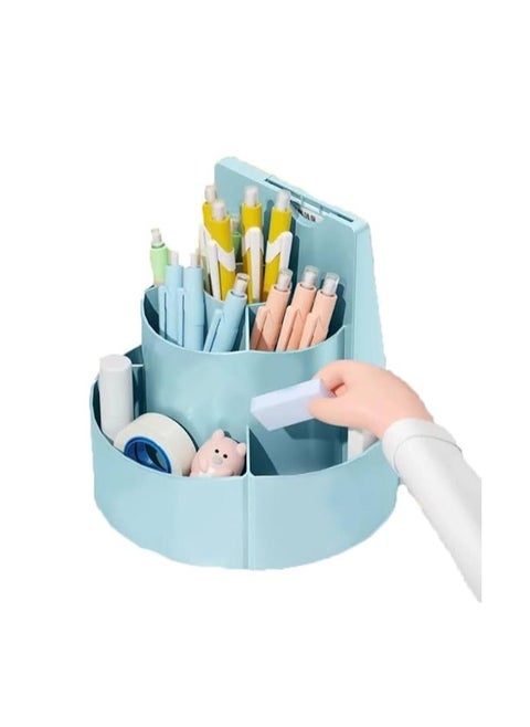 Rotating Pen Holder Desk Organiser Compartments, Improved Large Capacity, 360° Rotatable, Can Hold Pencils, Colouring Pencils, Various Stationery and Paper Clipboard