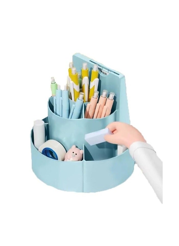 Spaceshoop Rotating Pen Holder Desk Organiser Compartments, Improved Large Capacity, 360° Rotatable, Can Hold Pencils, Colouring Pencils, Various Stationery and Paper Clipboard  - Image 1