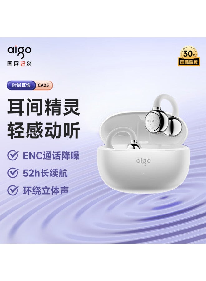 aigo سماعات بلوتوث بتقنية توصيل العظام مع مشبك للأذن مفتوحة الأذن لاسلكية حقيقية غير داخل الأذن للرياضة والجري مع خاصية إلغاء الضوضاء - Image 2