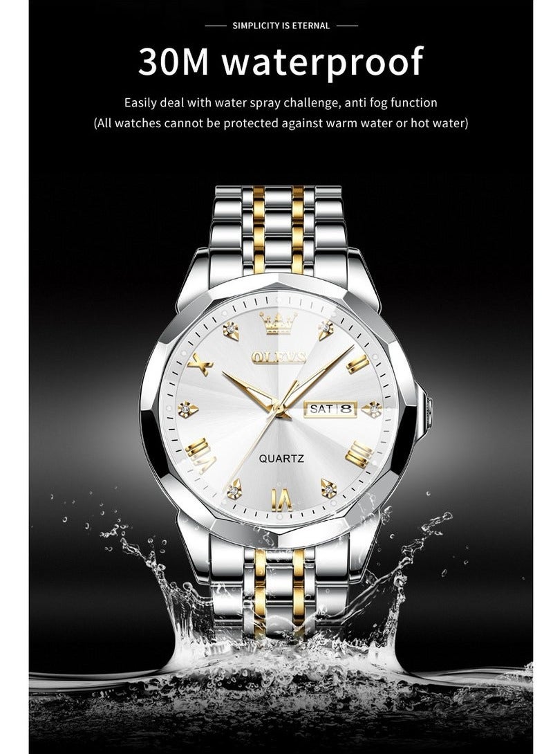 OLEVS Watches for Men Fashion Stainless Steel Quartz Analog Water Resistant Watch 9931 - Image 4