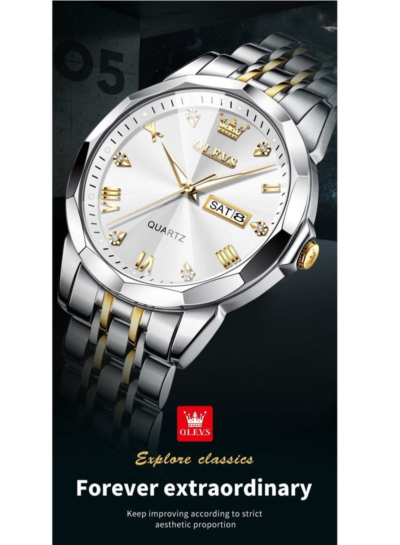 OLEVS Watches for Men Fashion Stainless Steel Quartz Analog Water Resistant Watch 9931 - Image 3