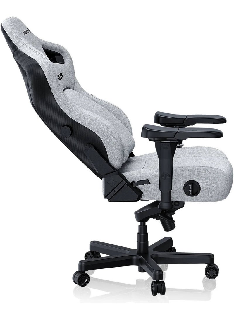 AndaSeat Kasier 4 Series Premium Gaming Chair, 5° Sloping Seat Base, Pop-out Lumbar, 5D Armrests, Up to 180kg Max Weight, Linen Fabric, XL, Ash Gray | AD12YDDC-XLL-20-G-CF - Image 2