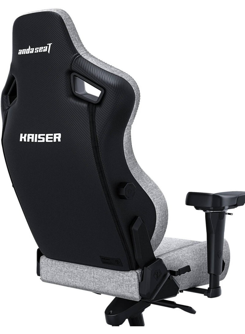 AndaSeat Kasier 4 Series Premium Gaming Chair, 5° Sloping Seat Base, Pop-out Lumbar, 5D Armrests, Up to 180kg Max Weight, Linen Fabric, XL, Ash Gray | AD12YDDC-XLL-20-G-CF - Image 4