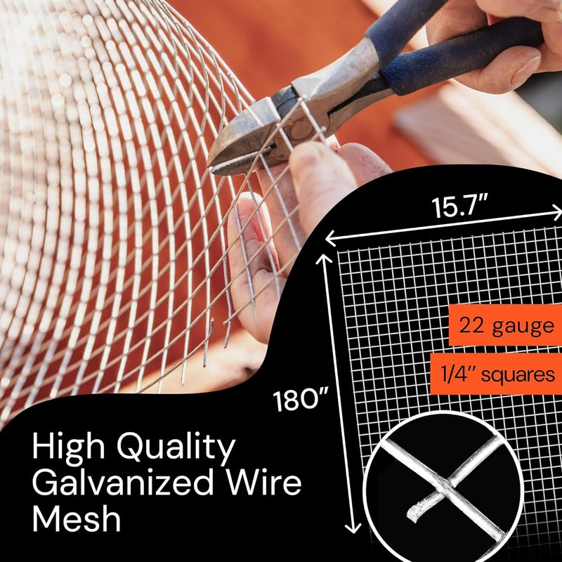 MAPORCH Chicken Wire Mesh Hardware Cloth - 16" x 15 ft, 18-Gauge, 1/4-In Hex Galvanized Steel for Chicken Wire Fencing, Poultry Netting & Rabbit Fence - Includes Cutting Scissors - Image 2
