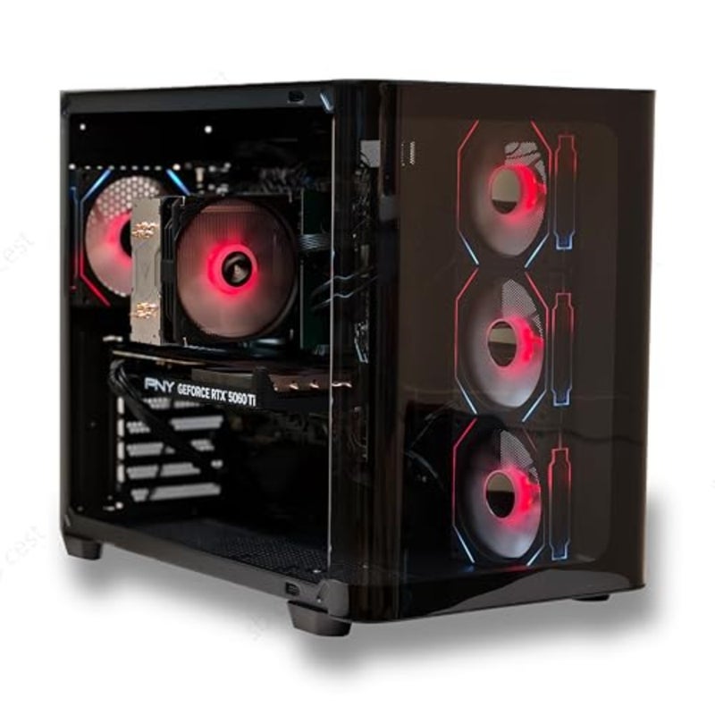 كمبيوتر Pro Tech Solution Shadow Gaming PC Intel i5-12400F، وRTX 5060 Ti OC 8GB، وASUS Prime H610M-A WiFi DDR5، وذاكرة الوصول العشوائي DDR5 5600 ميجاهرتز سعة 16 جيجابايت، و1 تيرابايت Gen4 NVMe SSD، و650 وات 80+ برونزية PSU، وحقيبة Aerocool P500C ARGB، وWin 11 - Image 1