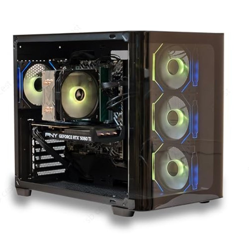 كمبيوتر Pro Tech Solution Shadow Gaming PC Intel i5-12400F، وRTX 5060 Ti OC 8GB، وASUS Prime H610M-A WiFi DDR5، وذاكرة الوصول العشوائي DDR5 5600 ميجاهرتز سعة 16 جيجابايت، و1 تيرابايت Gen4 NVMe SSD، و650 وات 80+ برونزية PSU، وحقيبة Aerocool P500C ARGB، وWin 11 - Image 3