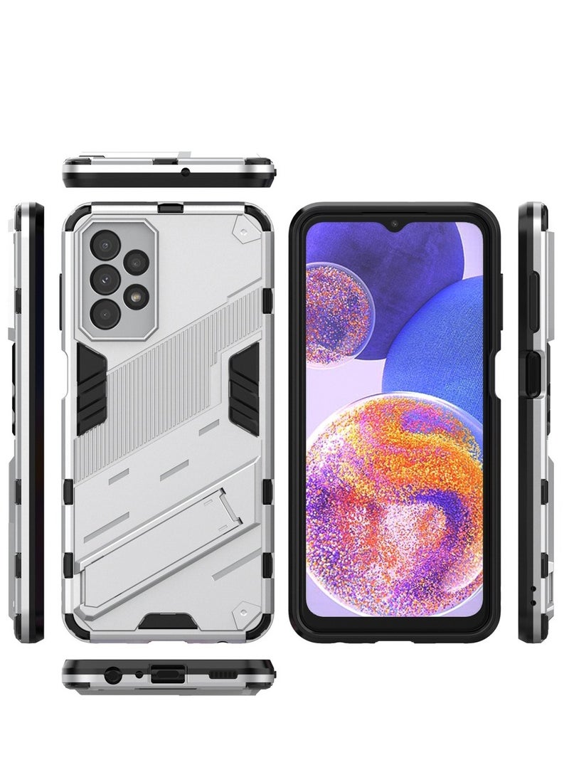 Generic - Punk Armor 2 in 1 PC Tpu Shockproof Phone Case with Invisible Holder For Samsung Galaxy A23 (white) - Image 1