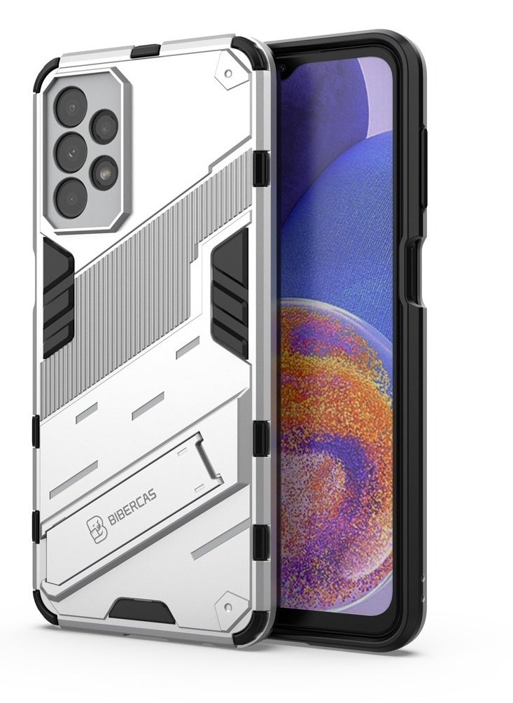 Generic - Punk Armor 2 in 1 PC Tpu Shockproof Phone Case with Invisible Holder For Samsung Galaxy A23 (white) - Image 1