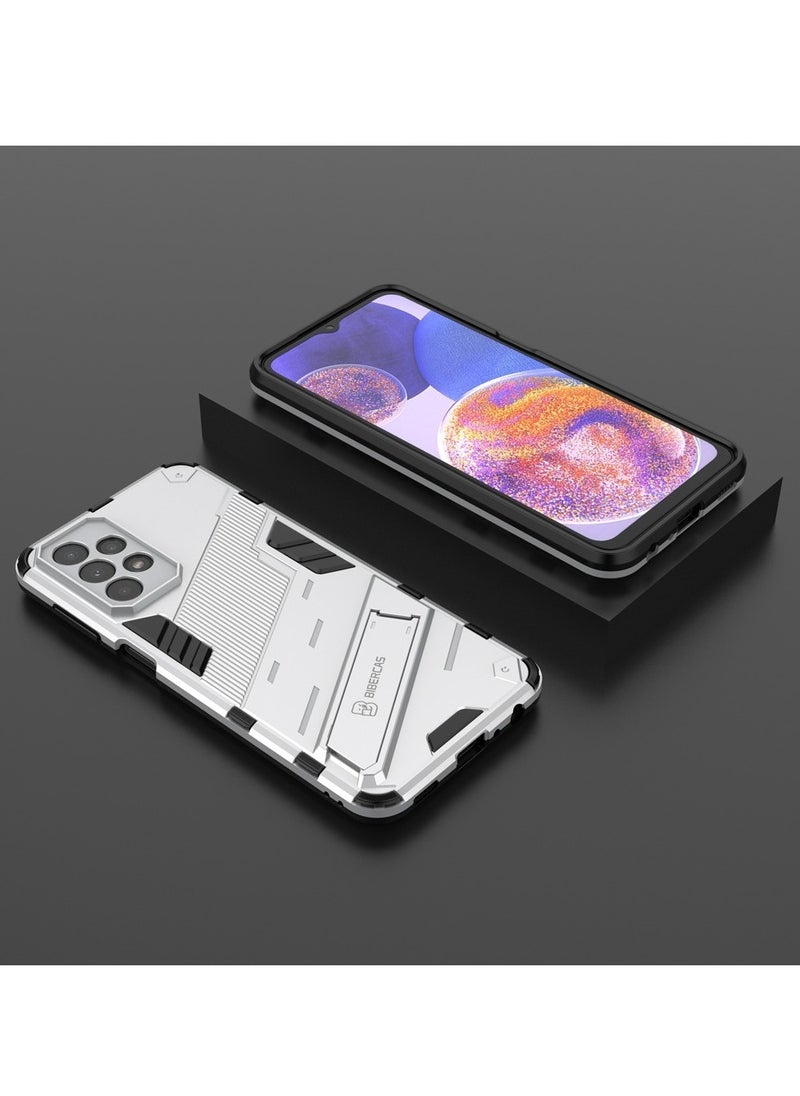 Generic - Punk Armor 2 in 1 PC Tpu Shockproof Phone Case with Invisible Holder For Samsung Galaxy A23 (white) - Image 1
