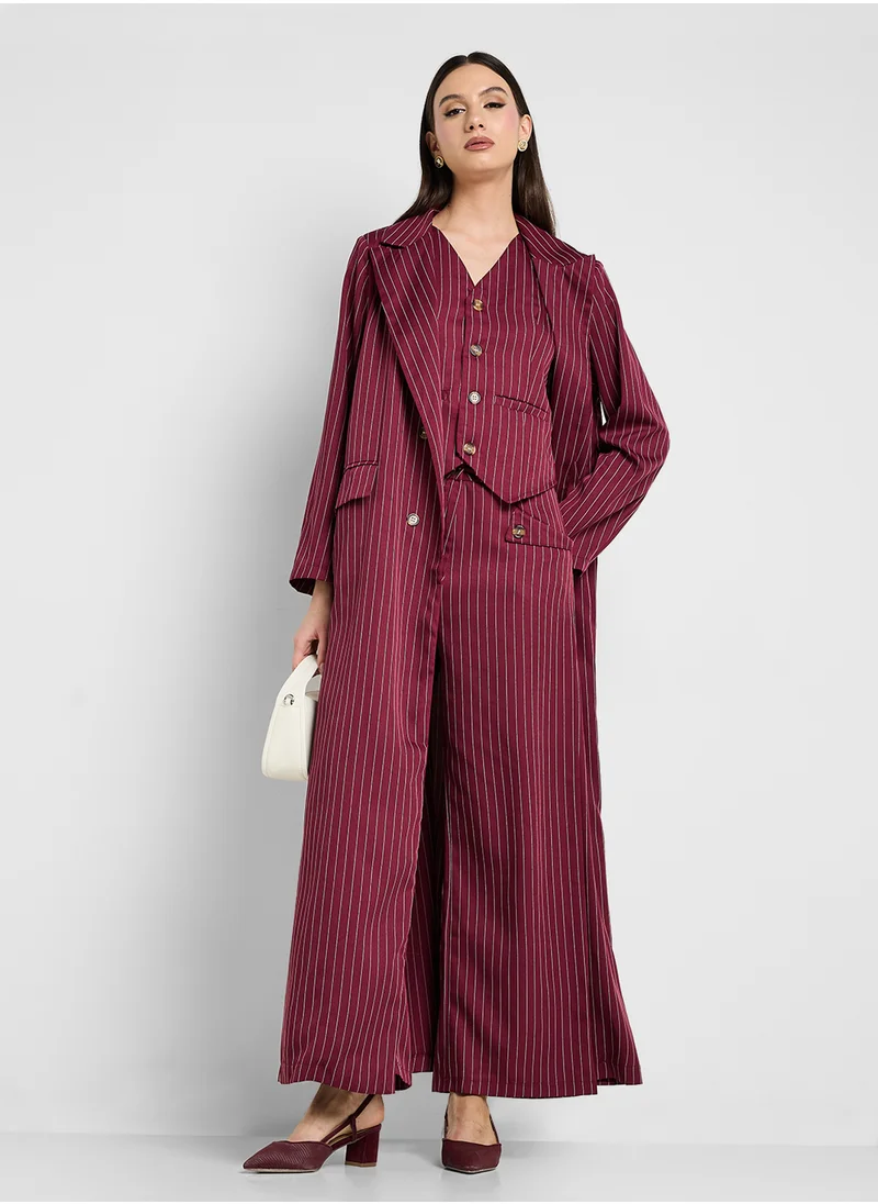 Khizana Tailored Set With Vest & Long Jacket