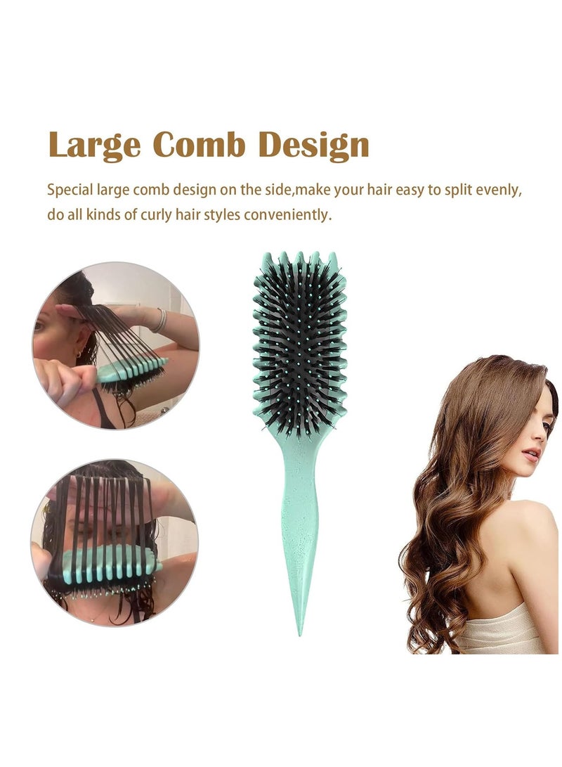 خاجول فرشاة شعر لتحديد تجعيد الشعر، فرشاة تصفيف وفك تشابك الشعر للنساء، تشكيل وتحديد الشعر المجعد، للاستخدام الجاف والرطب، باللونين الأخضر والبيج - Image 3