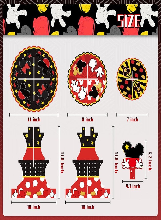NF orange 3-Tier Cartoon Mouse Themed Birthday Cupcake Stand,Black and Red Mouse Dessert Stand Birthday Party Supplies - Image 2