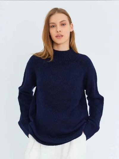 MixRay Mixray Thick Knit Half Turtleneck Sweater