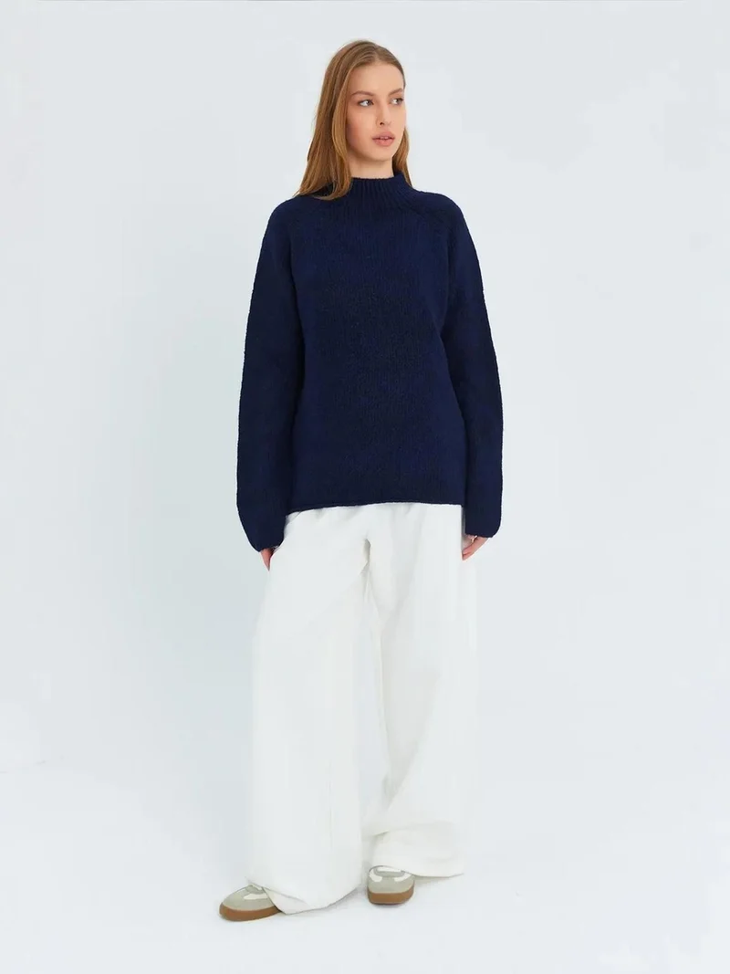 ميكسراي سترة ميكسراي محبوكة سميكة بنصف ياقة مدورة