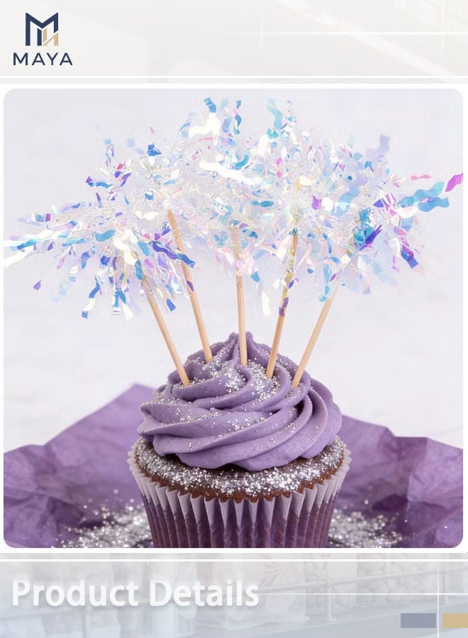 Maya 20PCS Sparkling Cupcake Toppers Cake Decorations, MultiColor Dazzling Firework Cake Dessert and Cupcake Decor, Holiday and Party Accessories for Kids Baby Shower Theme Wedding Engagement Bridal Shower Birthday Party Cake Decoration(blue/pink/whith/yellow) - Image 2