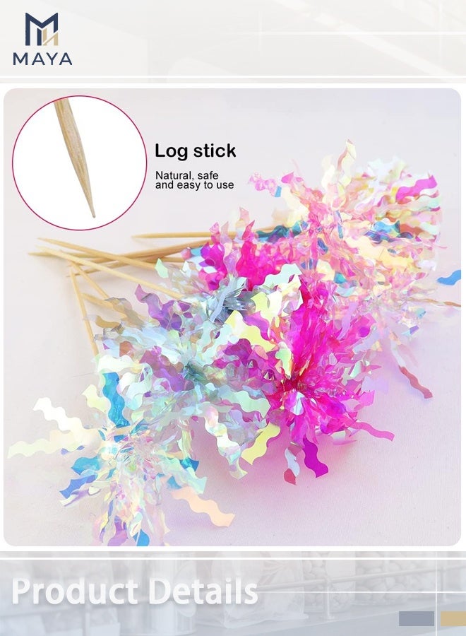 Maya 20PCS Sparkling Cupcake Toppers Cake Decorations, MultiColor Dazzling Firework Cake Dessert and Cupcake Decor, Holiday and Party Accessories for Kids Baby Shower Theme Wedding Engagement Bridal Shower Birthday Party Cake Decoration(blue/pink/whith/yellow) - Image 3