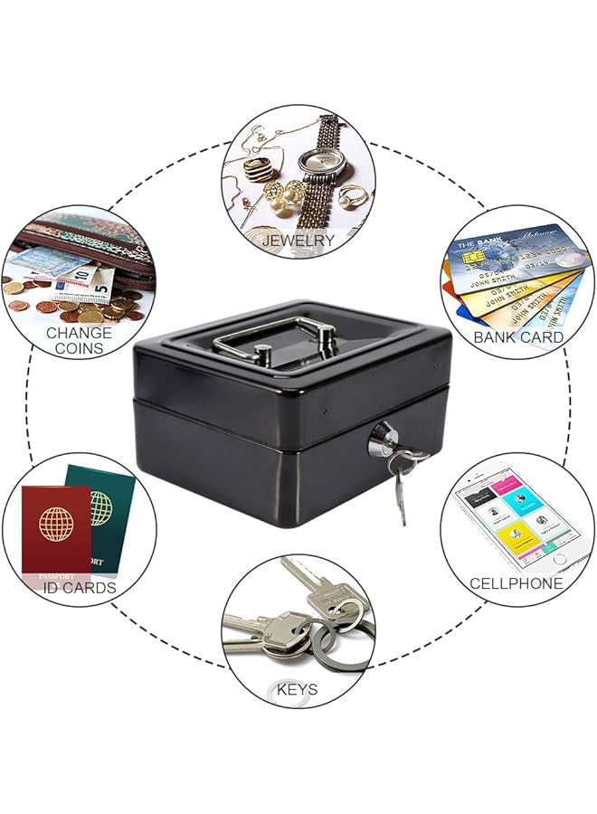 erorex Safe Security Box Portable Mini Lockable Safe Lock Box Household Home Office Jewelry Cash Use Storage Money Coin Safe Box For Jewelry Necklace Certificate Black  - Image 2