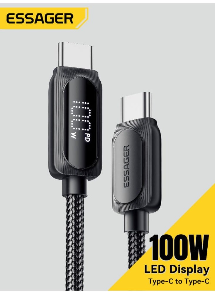 Essager 100W Fast Charging Cable Digital display a USB C to USB C cord with PD 3.1 technology for fast charging of laptops, MacBook Pro/Air, iPad Pro, and all phones that support PD. The cable length is 1 meters - Image 3