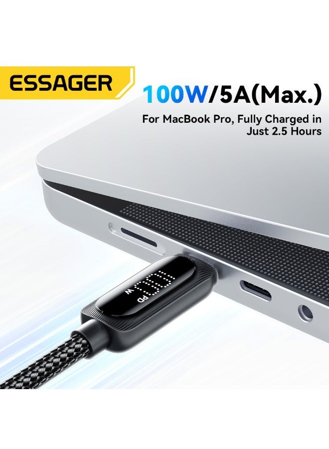 Essager 100W Fast Charging Cable Digital display a USB C to USB C cord with PD 3.1 technology for fast charging of laptops, MacBook Pro/Air, iPad Pro, and all phones that support PD. The cable length is 1 meters - Image 5