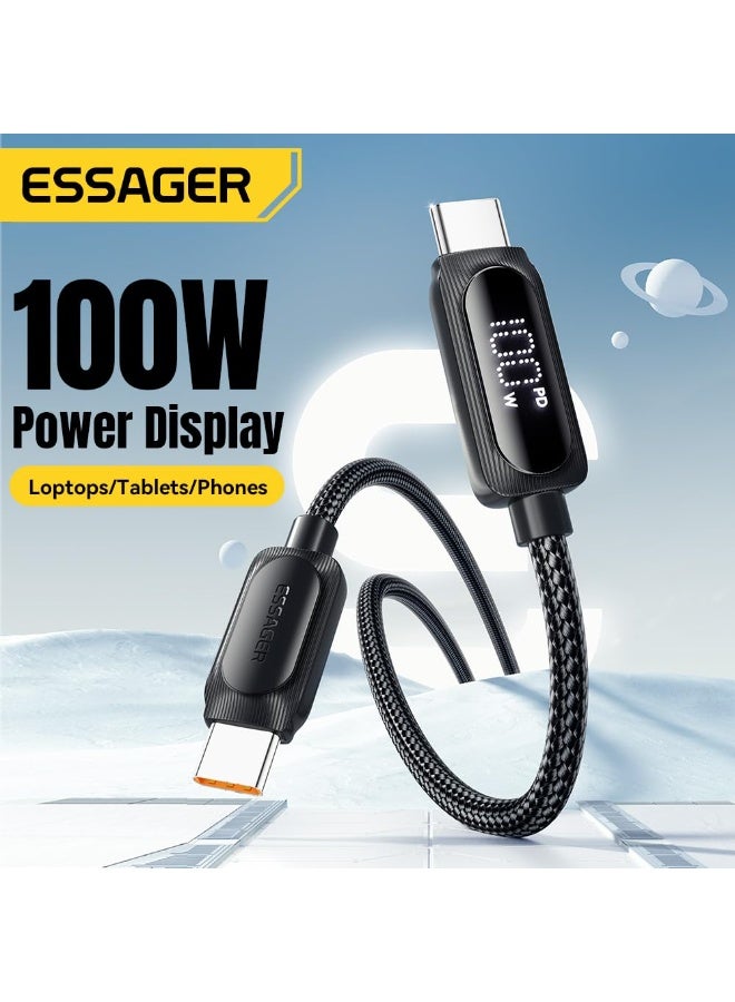 Essager 100W Fast Charging Cable Digital display a USB C to USB C cord with PD 3.1 technology for fast charging of laptops, MacBook Pro/Air, iPad Pro, and all phones that support PD. The cable length is 1 meters - Image 4