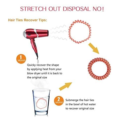 Tecnoshine 10 Piece Hair Ties For Thick Hair Coil Elastics Hair Ties Multicolor Medium Spiral Hair Ties No Crease Hair Coils Telephone Cord Plastic Hair Ties For Women And Girls Matte color - Image 5