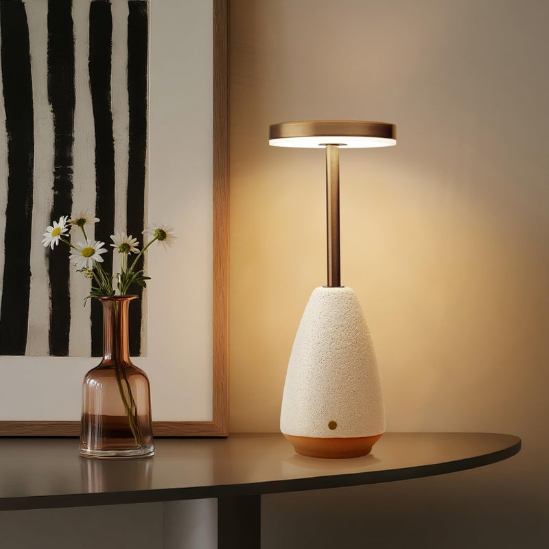 RONDURE 110 Ceramic Cordless Table Lamp Portable Rechargeable Table lamp Touch Dimmable Warm Ambient Lighting for Living Room Bedroom Dining Room Fast Charging Long Lasting - Image 2