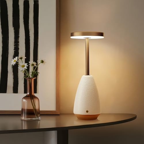 RONDURE 110 Ceramic Cordless Table Lamp Portable Rechargeable Table lamp Touch Dimmable Warm Ambient Lighting for Living Room Bedroom Dining Room Fast Charging Long Lasting - Image 1