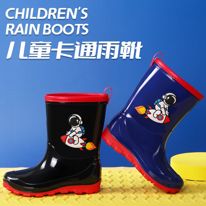 Men'S And Women'S Baby Children'S Astronaut Rain Boots Non-Slip Thickened Children'S Rain Boots Non-Slip Upper Primary School Wading Rubber Shoes - Image 2