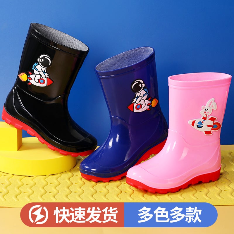 Men'S And Women'S Baby Children'S Astronaut Rain Boots Non-Slip Thickened Children'S Rain Boots Non-Slip Upper Primary School Wading Rubber Shoes - Image 4