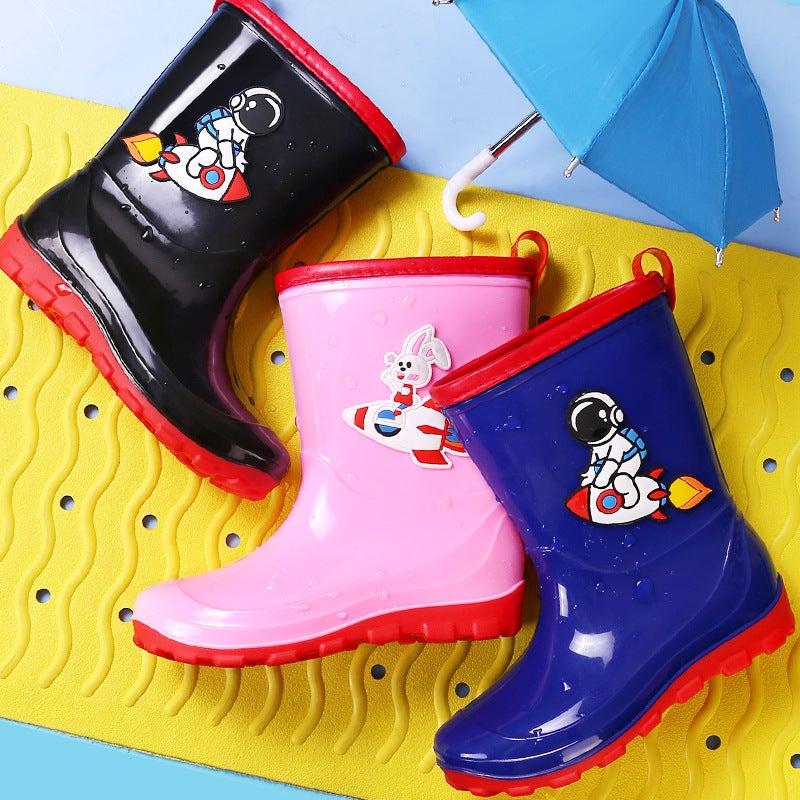 Men'S And Women'S Baby Children'S Astronaut Rain Boots Non-Slip Thickened Children'S Rain Boots Non-Slip Upper Primary School Wading Rubber Shoes - Image 3