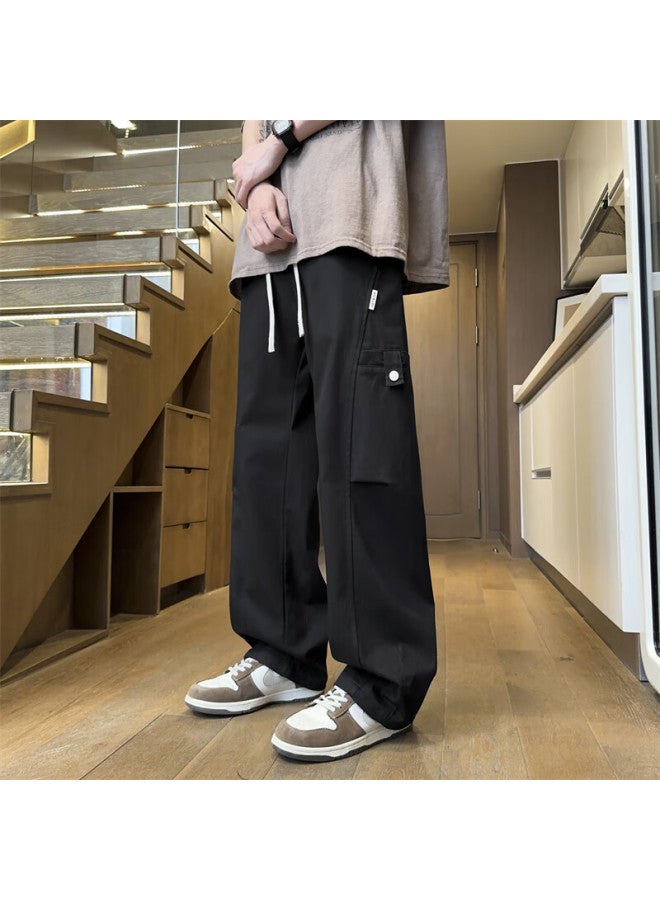 Dingfengbaoluo Men's American Workwear Pants Spring Outdoor Patchwork Simple Curved Pocket Casual Trousers Msz60 Black XL - Image 1