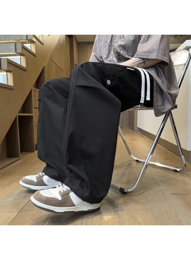 Dingfengbaoluo Men's American Workwear Pants Spring Outdoor Patchwork Simple Curved Pocket Casual Trousers Msz60 Black XL - Image 3