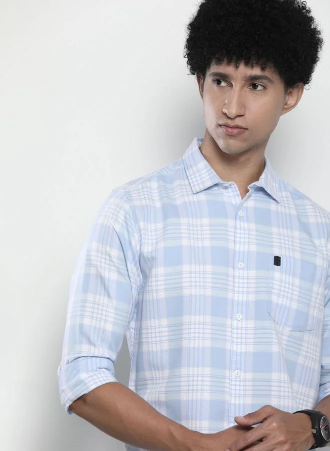 The Indian Garage Co Men Regular Fit Checkered Full Sleeves Cutaway Collar Casual Shirt