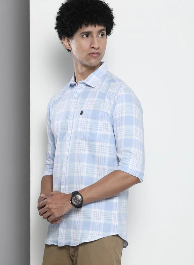 The Indian Garage Co Men Regular Fit Checkered Full Sleeves Cutaway Collar Casual Shirt