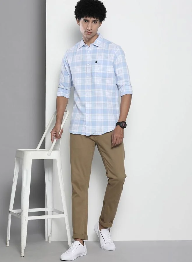 The Indian Garage Co Men Regular Fit Checkered Full Sleeves Cutaway Collar Casual Shirt