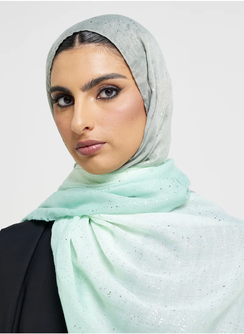 Khizana Ombre Metallic Print Long Hijab Scarf