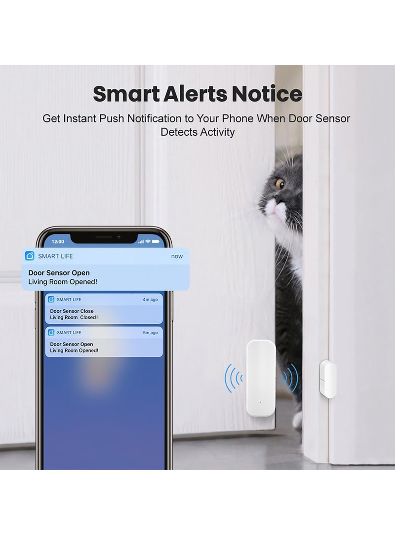 igeekwell Door Window Sensor: Smart Tuya APP Door Sensor Free App Real-time Alerts, Wireless WiFi Window Contact Sensor for Home Security & Smart Home Automation, Support for Alexa Google Assistant  - Image 2