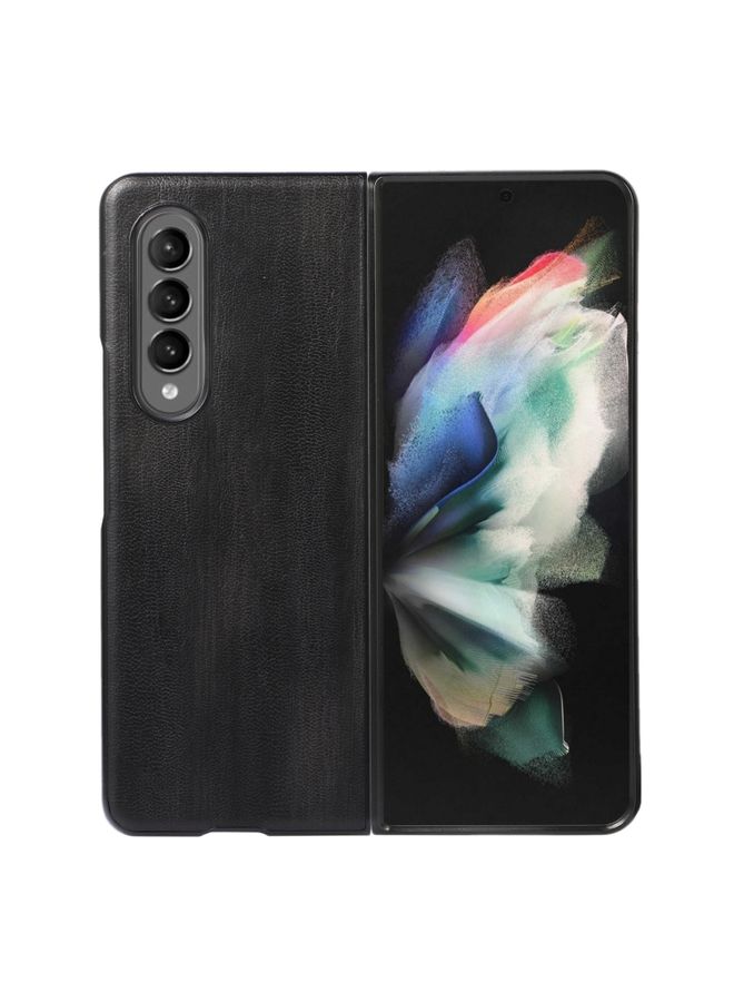 Case Cover For Samsung Galaxy Z Fold4 Yellow Cow Texture PU Phone Case Black 