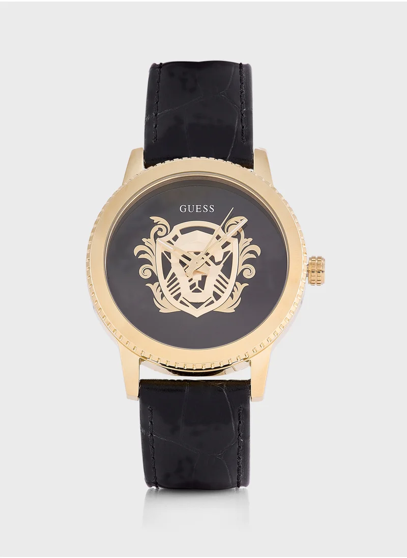 GUESS Monarch Leather Strap Analog Watch