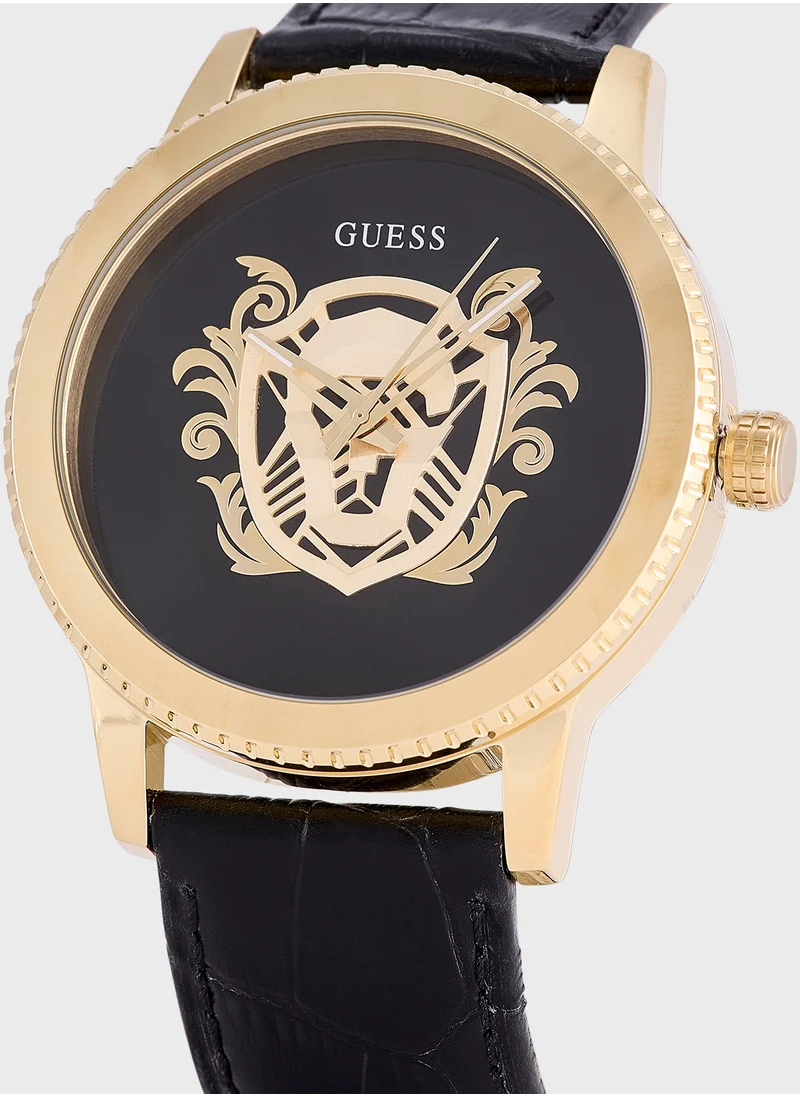 GUESS Monarch Leather Strap Analog Watch