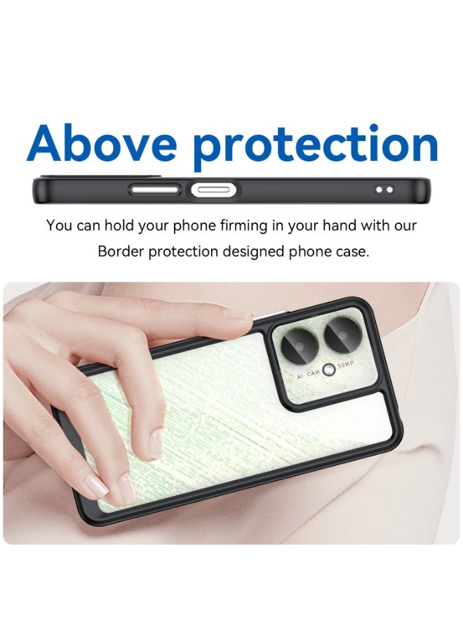 SanHu for Redmi 13C 5G Case Cover, High Quality Hard Backplane Soft Border Pure and Bright Comfortable Feel Cell Phone Protective Case for Redmi 13C 5G, Black - Image 4