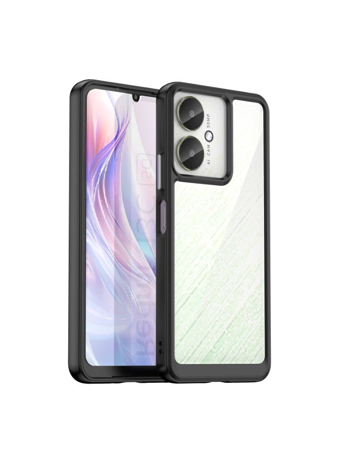 SanHu for Redmi 13C 5G Case Cover, High Quality Hard Backplane Soft Border Pure and Bright Comfortable Feel Cell Phone Protective Case for Redmi 13C 5G, Black - Image 1