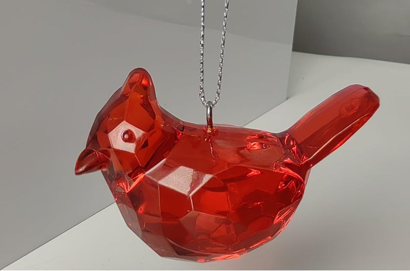 Zenarao Red Hand-Painted Cardinal Bird Statue with Acrylic Base, Tabletop Decor for Living Room, Bookshelf, Modern Farmhouse and Office Displays - Image 1